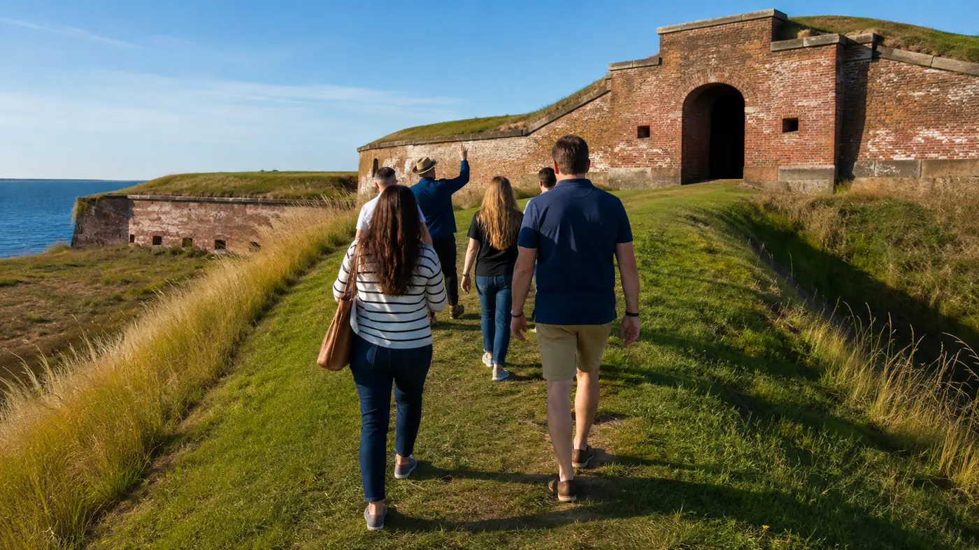 Fort McHenry sits on the water in Locust Point, about three miles from the Inner Harbor