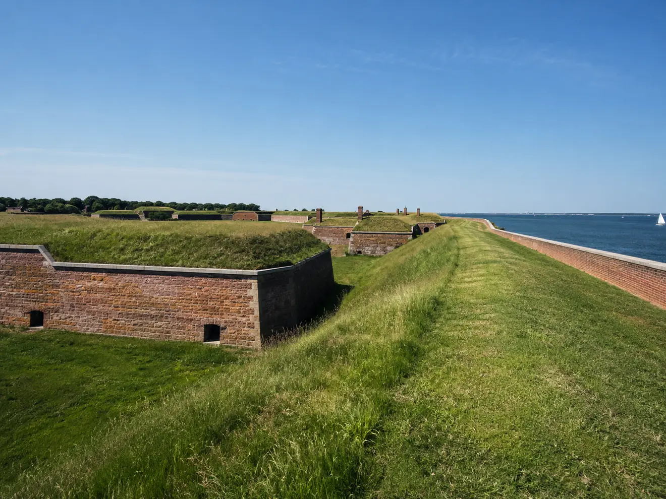 The ramparts of the star fort at Fort McHenry