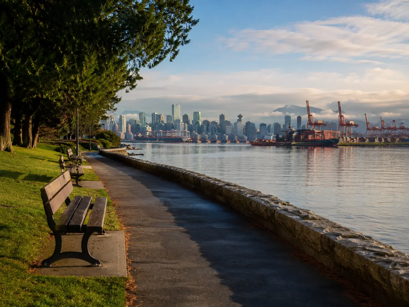 The seawall path at Fort McHenry, with Baltimore harbour beyond